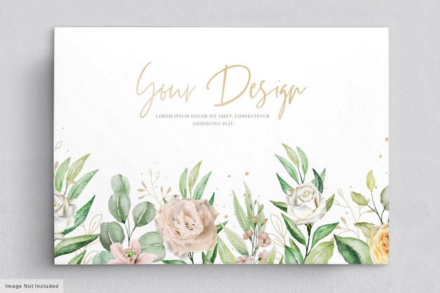 Watercolor floral Wedding invitation card