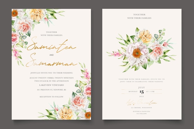 Free vector watercolor floral wedding invitation card