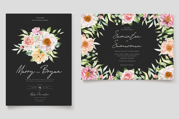 Free vector watercolor floral wedding invitation card