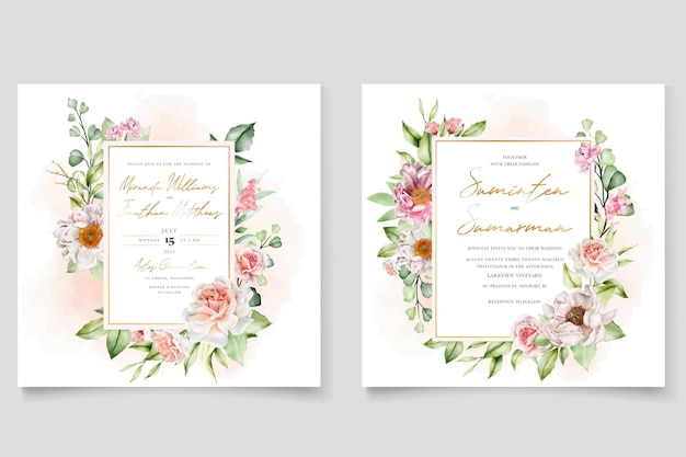 Watercolor floral wedding invitation card