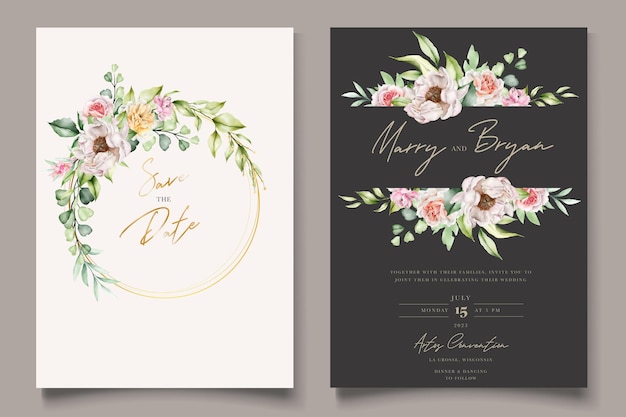 수채화 꽃 결혼식 초대 카드