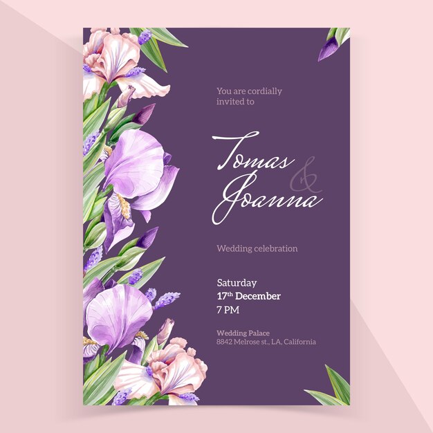 Watercolor floral  wedding invitation design