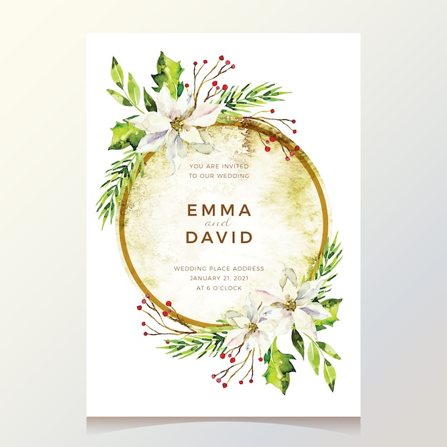 Free vector watercolor floral wedding invitation template