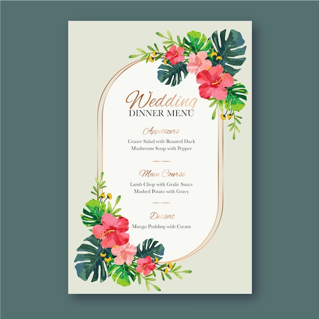 Watercolor floral wedding invitation template