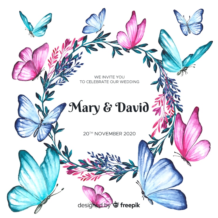 Free Vector watercolor floral wedding invitation template