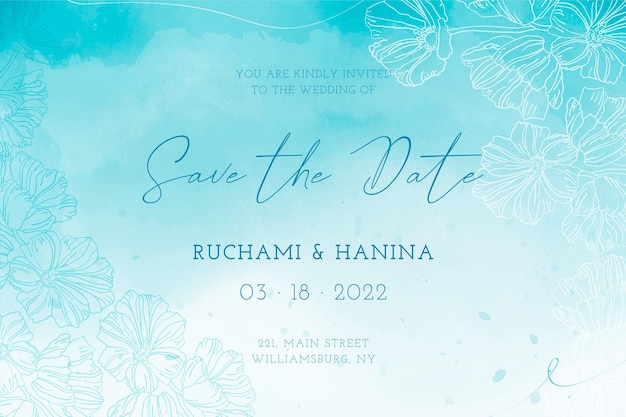 Watercolor floral wedding invitation