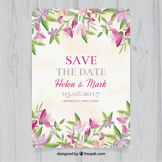 Watercolor floral wedding invitation