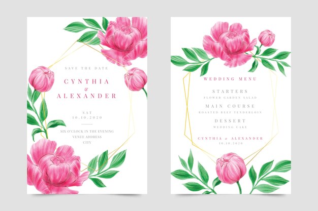 Watercolor floral wedding invitation