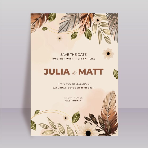 watercolor floral wedding invitation