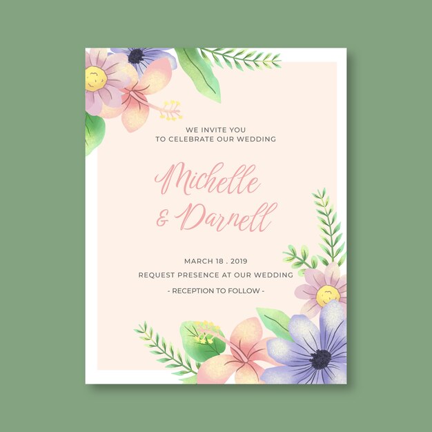 watercolor floral wedding invitation