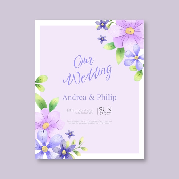 Watercolor floral wedding invitation