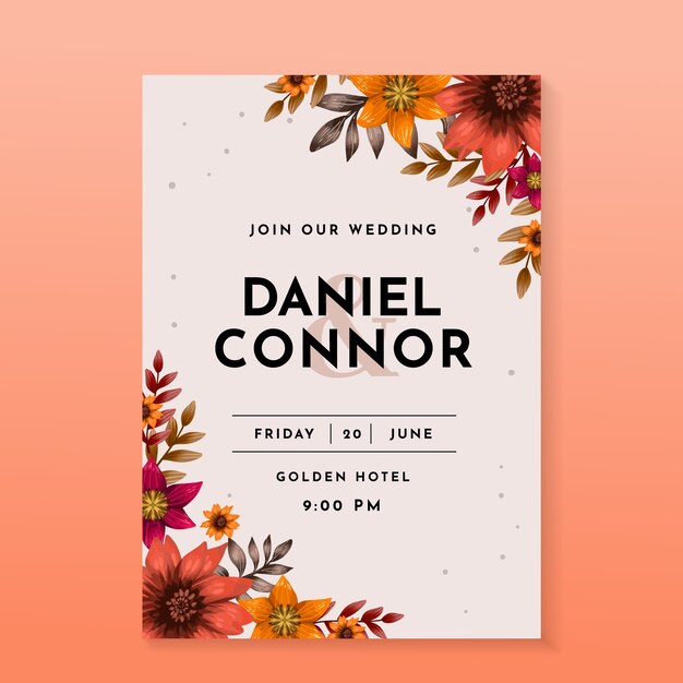 Free vector watercolor floral wedding invitation