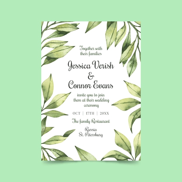 Free vector watercolor floral wedding invitation