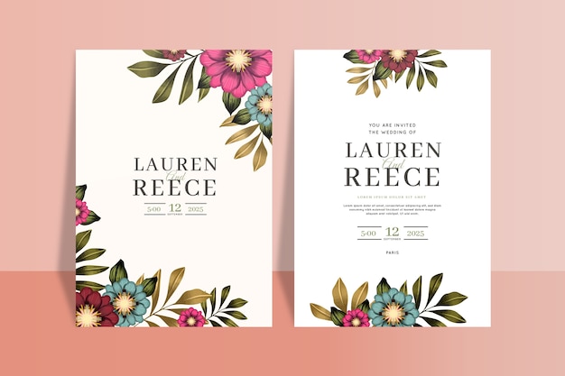 Watercolor floral wedding invitation