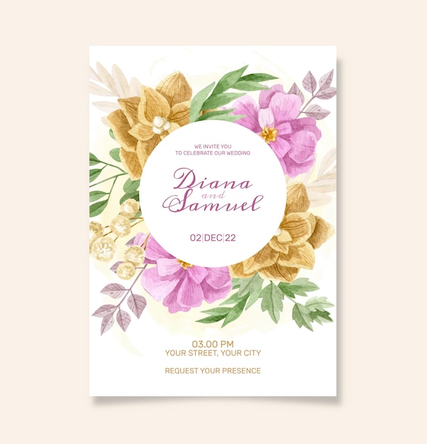 수채화 꽃 결혼식 초대장