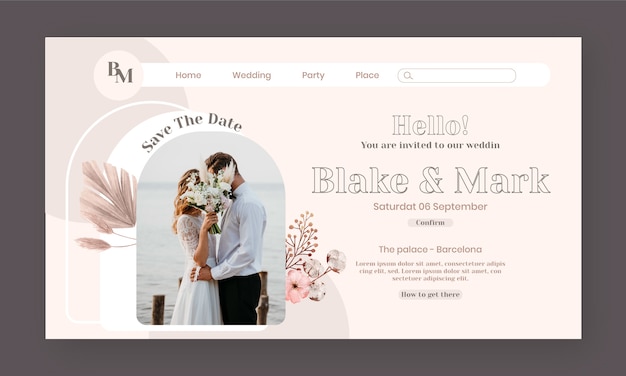 Free vector watercolor floral wedding landing page