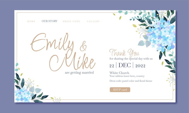 Watercolor floral wedding landing page