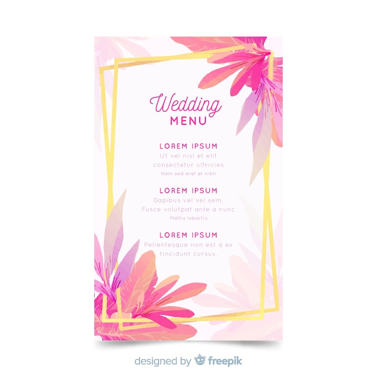 Free Vector watercolor floral wedding menu template