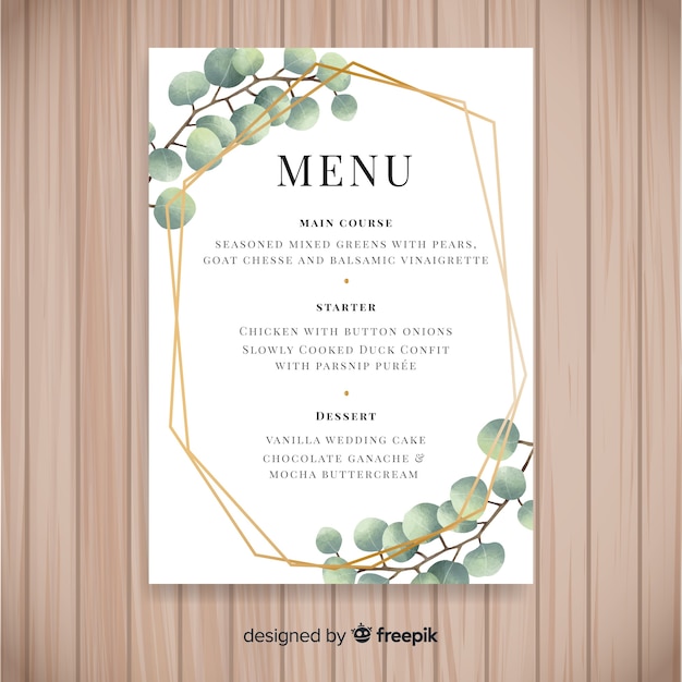 Free vector watercolor floral wedding menu template