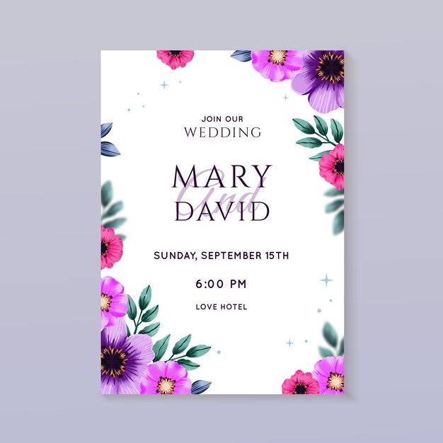 watercolor floral wedding party poster