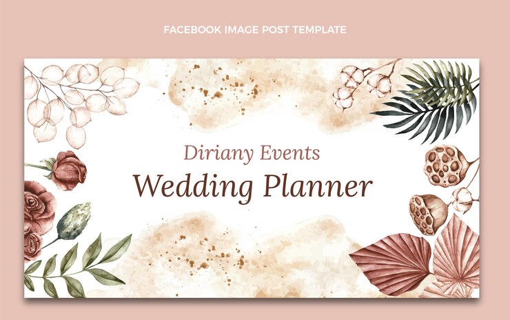 Free Vector watercolor floral wedding planner facebook post