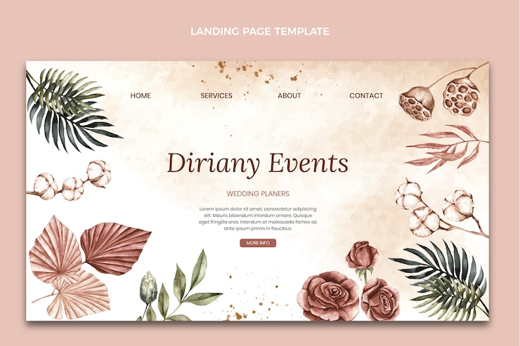 Free Vector watercolor floral wedding planner landing page