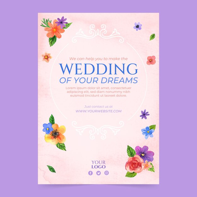 Watercolor floral wedding poster