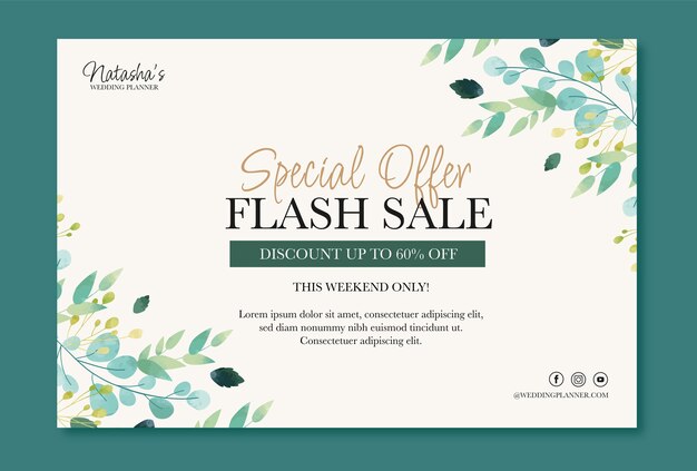 Watercolor floral wedding sale banner