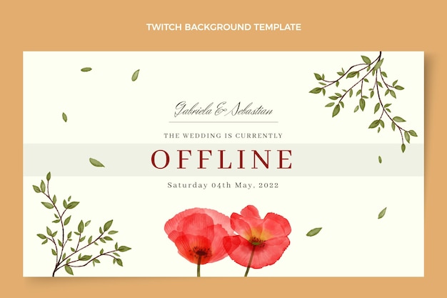 Watercolor floral wedding twitch background