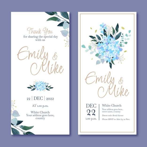 Watercolor floral wedding vertical banners