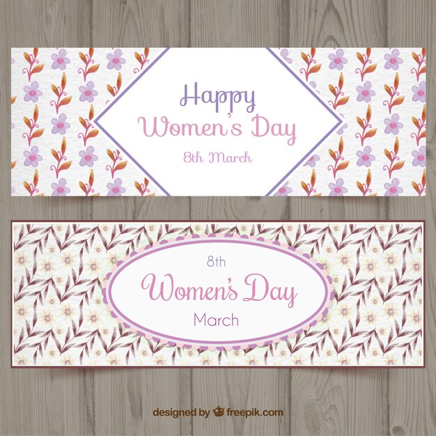 Watercolor floral women's day banners