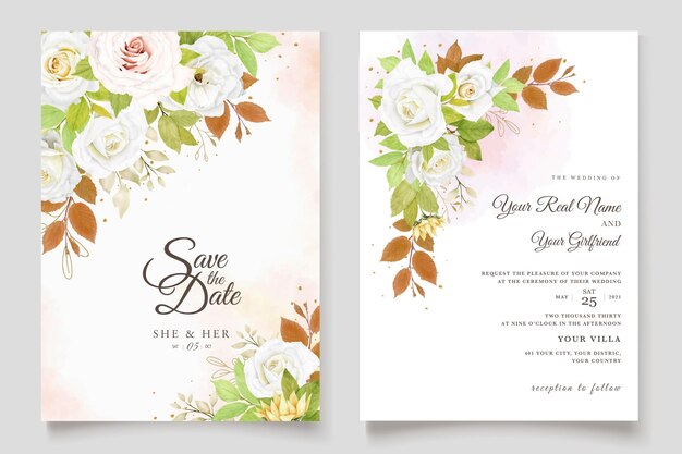 watercolor floral wreath and border card design