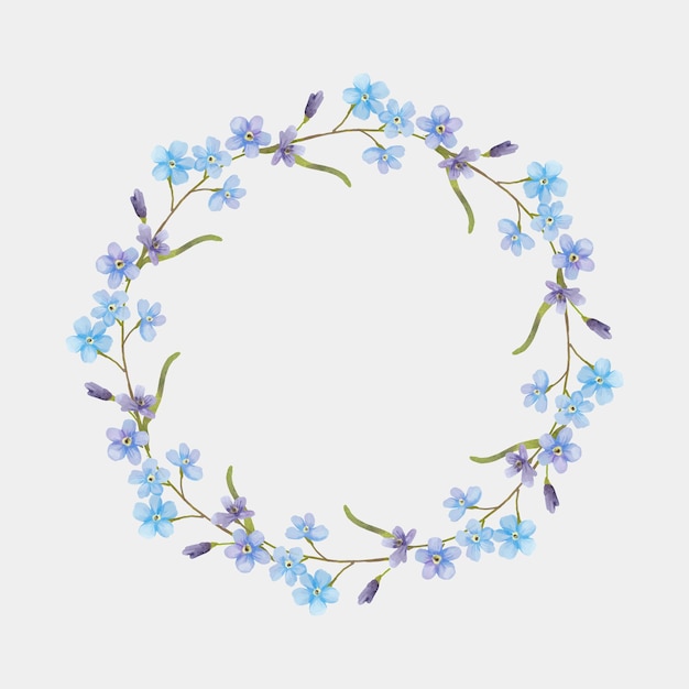 Watercolor floral wreath drawing clipart