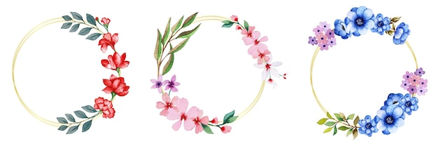 Watercolor Floral Wreath set