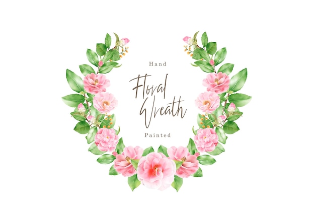 watercolor floral wreath in vintage illustration