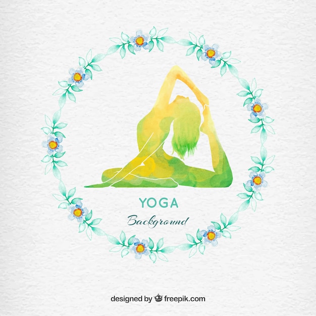 Watercolor floral wreath yoga background