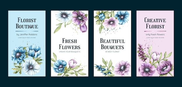 Free vector watercolor florist job instagram stories