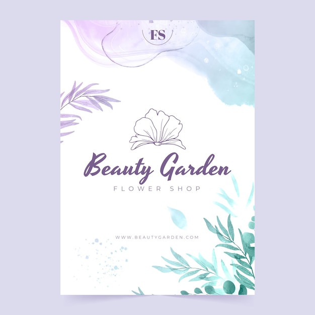 Watercolor florist job poster template