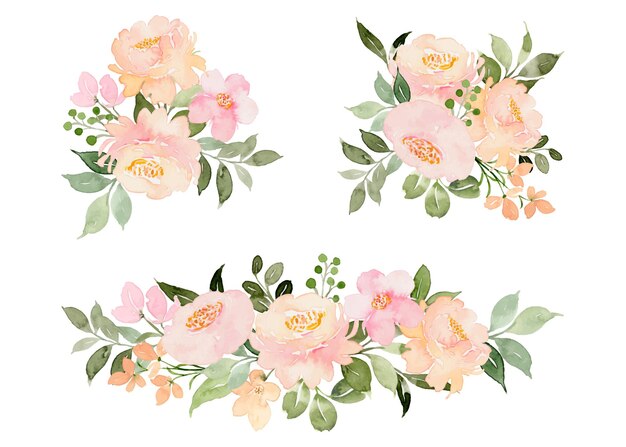 Watercolor flower bouquet collection