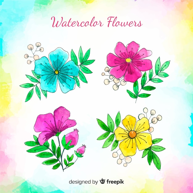 Free vector watercolor flower collection