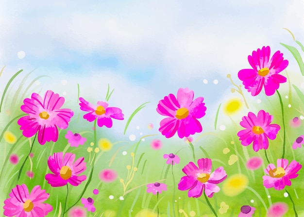 Free vector watercolor flower field background