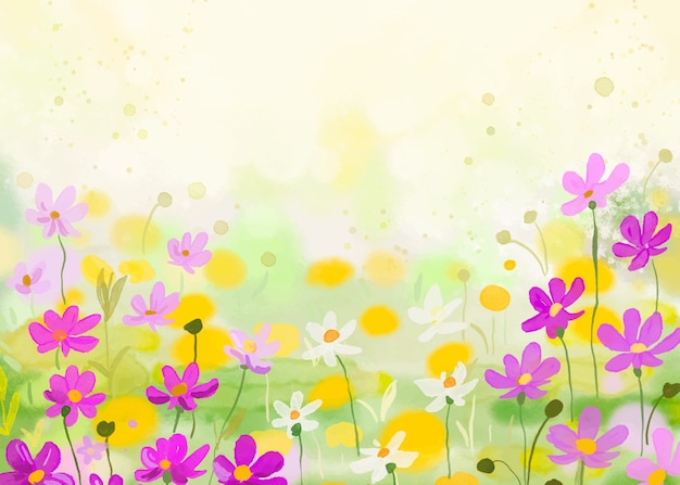 Free vector watercolor flower field background