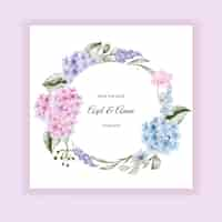 Free vector watercolor flower hydrangea wedding invitation card