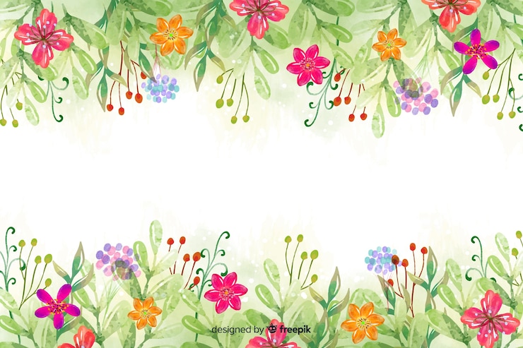 Free Vector watercolor flower and leaves background