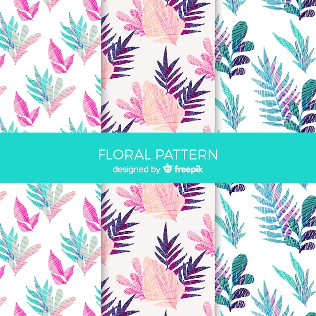 Watercolor flower pattern collection