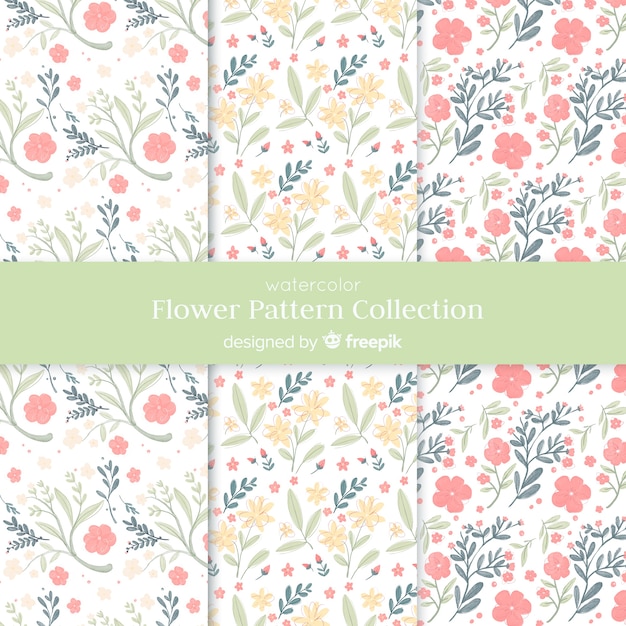Free vector watercolor flower pattern collection