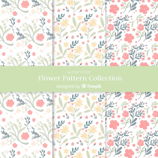 Free vector watercolor flower pattern collection