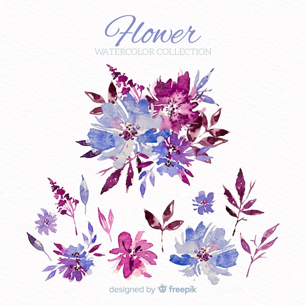 Watercolor flower set