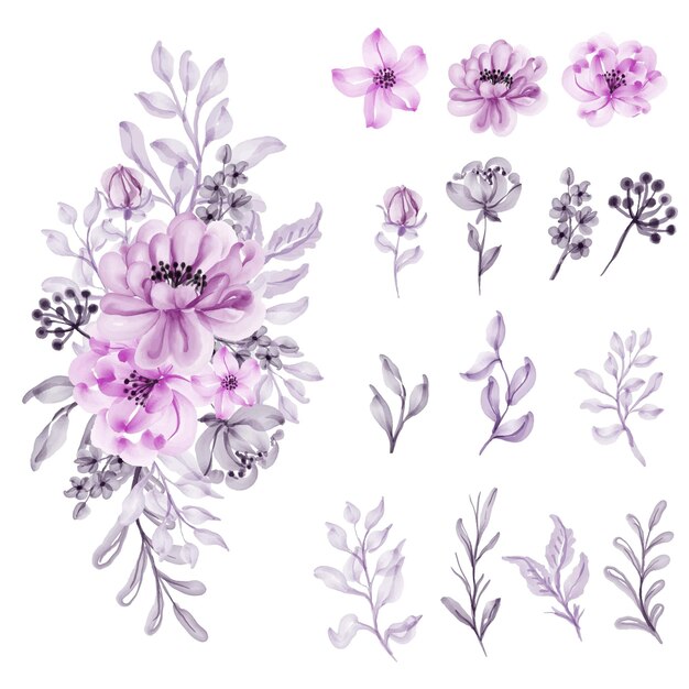 Акварель цветок мягкий пастельный розовый изолированные