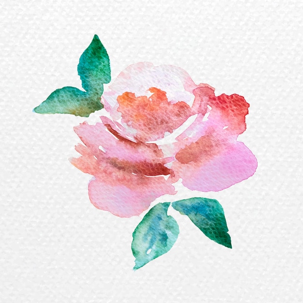 Watercolor flower with leaves
